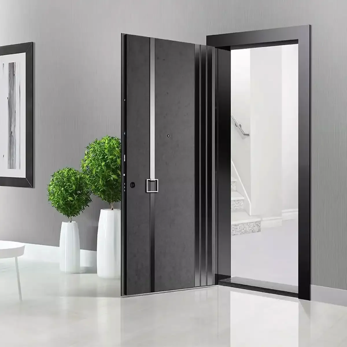 Çelik kapı modeli, dikey kulp detayı